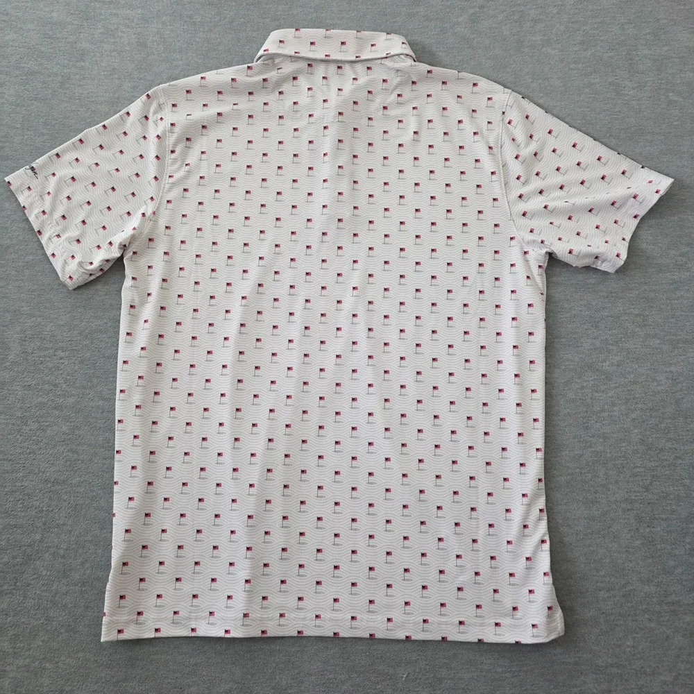 Walter Hagen Mens Performance 11 American Flag Golf Pin Polo Shirt White Size M - Picture 7 of 9